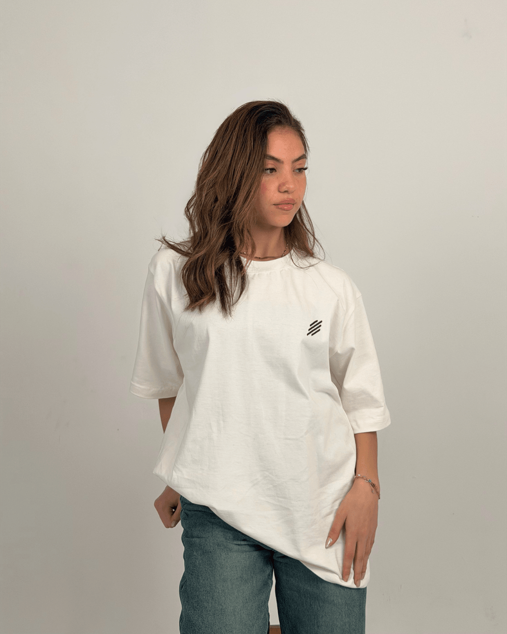 White Cotton Oversize Crew Neck Tee – Half Sleeve - Parallels