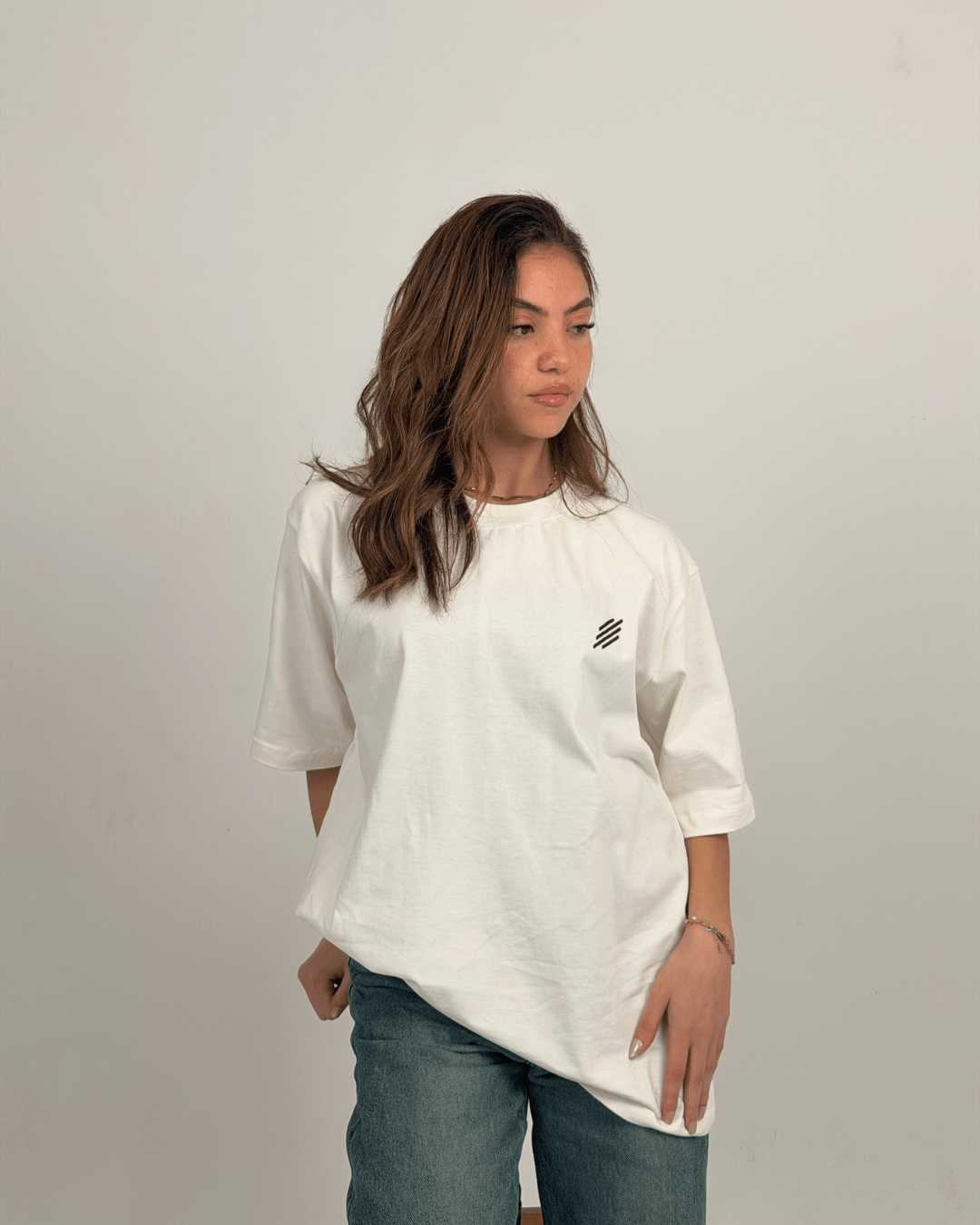 White Cotton Oversize Crew Neck Tee – Half Sleeve - Parallels