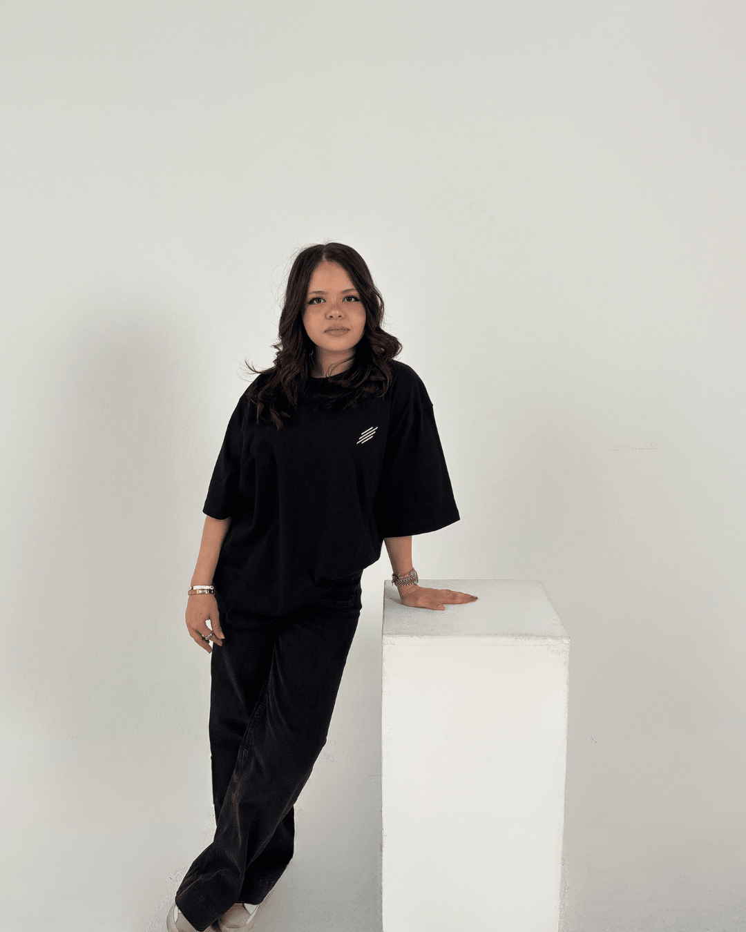 Black Cotton Oversize Crew Neck Tee – Half Sleeve - Parallels